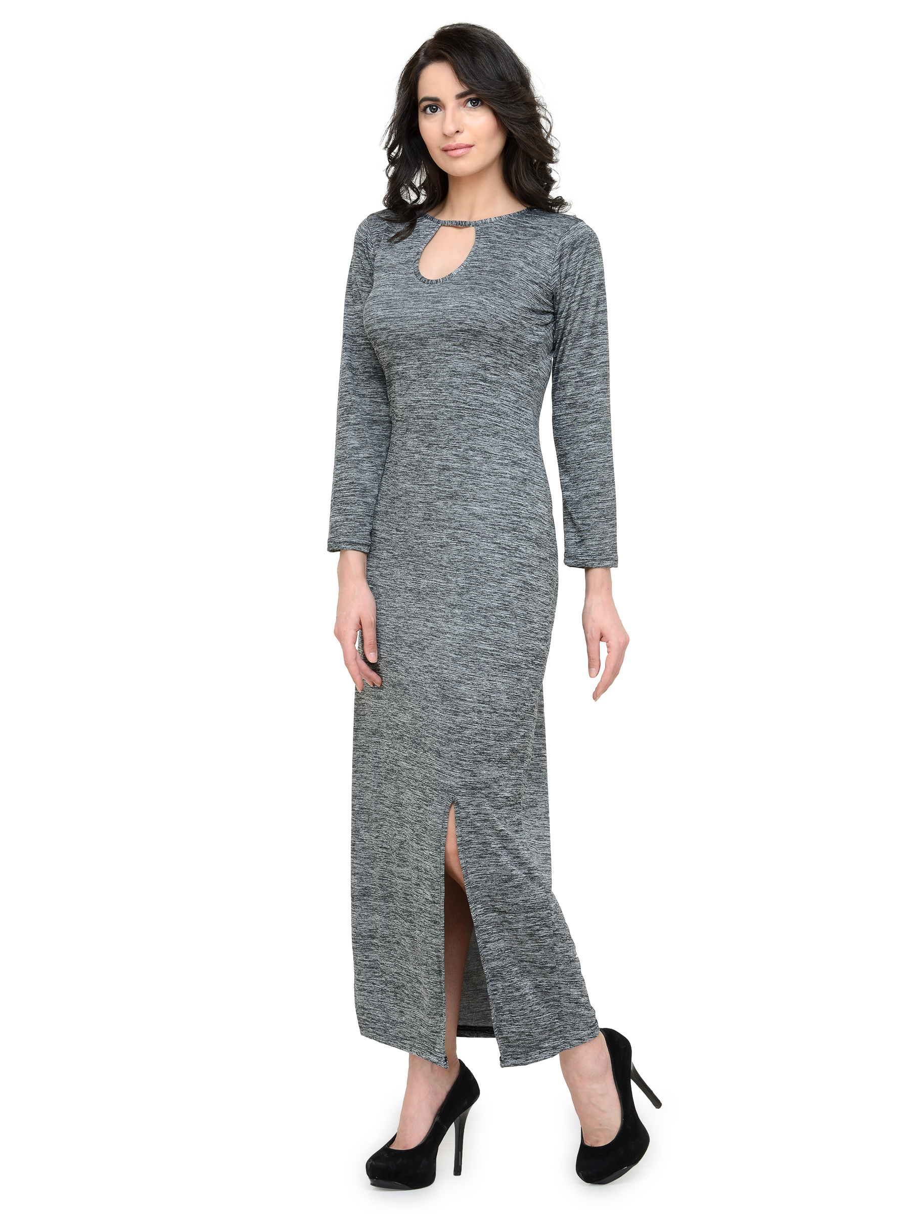JAW DROPPING GREY MAXI WITH FRONT SLIT